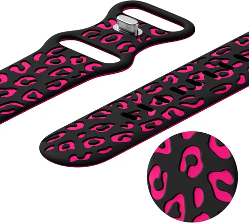 Miniatura 4 de CreateGreat Correas de leopardo grabadas compatibles con Apple Watch Band de 1.575 in 1.614 in 1.496 in 1.654 in 1.732 in 1.772 in 1.811 in 1.929 in