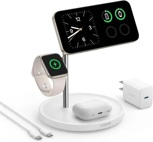Miniatura 8 de Anker MagGo Soporte de carga inalámbrico 3 en 1 compatible MagSafe, de 15 W, con certificado Qi2, accesorio de escritorio, para iPhone 16, 15, 14