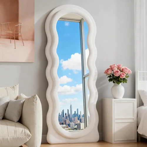 Miniatura 14 de Espejo de Piso, Espejo de Cuerpo Entero con Soporte, 63"x24" Espejo Arqueado Independiente de Cuerpo Entero para Colgar o Apoyar, Espejos de Pared