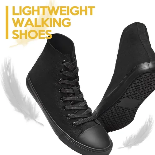 Miniatura 6 de Zapatos de trabajo de lona antideslizantes para hombres y mujeres, para servicio de comida, color negro, casual, zapatos de servicio de restaurante