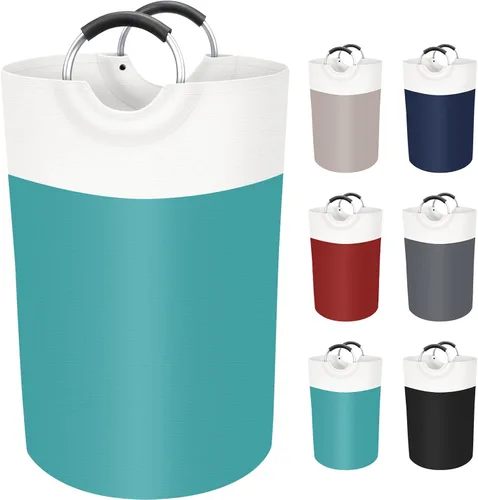 Miniatura 20 de BlissTotes - Cesta de lavandería de 90L, cesta de lavandería independiente, cesta de ropa sucia plegable, tela impermeable con asas de aluminio Azul