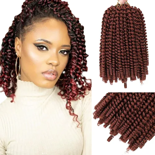 Cabello trenzado de resorte de 8 pulgadas, 6 paquetes de cabello trenzado de resorte para trenzas de mariposa, extensiones de cabello suave de fibra