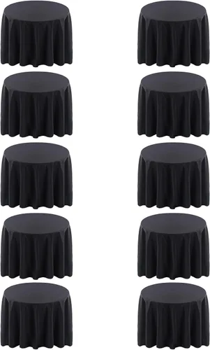 Miniatura 19 de Surmente Mantel cuadrado para mesas cuadradas o redondas, 100% poliéster, 52 x 52 pulgadas, mantel para bodas, banquetes o restaurantes (negro)