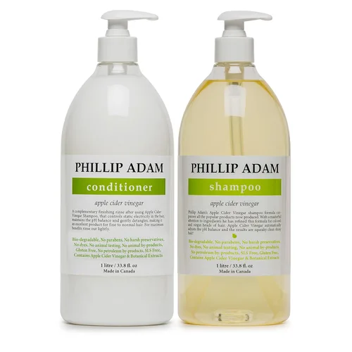 Phillip Adam Juego de champú y acondicionador de vinagre de sidra de manzana para todo tipo de cabello, equilibrio de pH, sin sulfato, sin parabenos