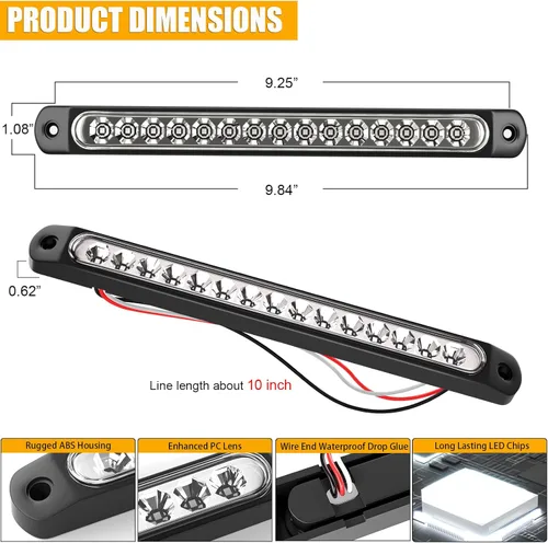 Miniatura 6 de PSEQT - 15 LED luz de identificación de remolque Barra de luz trasera de marcha atrás y reversa, tira de luces laterales traseras para camiones