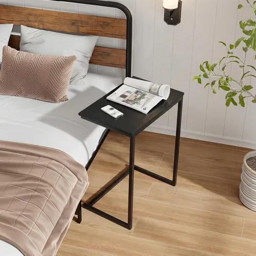 Miniatura 5 de Tangkula C-Shaped End Table, Vintage Accent Couch Table with Heavy-Duty Metal Frame for Coffee/Snacks/Laptop, 26.5" Side Table for Bed, Sofa