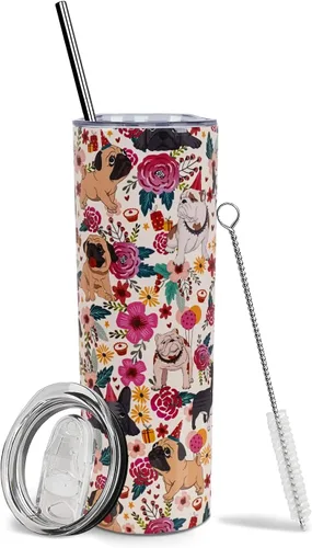 Miniatura 55 de Dachshund - Vaso de viaje aislado de acero inoxidable de 20 onzas con asa y pajilla, regalo para mujer, para el Día de la Madre, a prueba de fugas