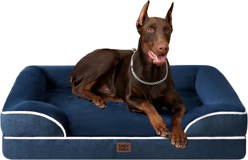 Miniatura 71 de EHEYCIGA - Cama ortopédica para perro grande, impermeable, de espuma viscoelástica y espuma tipo caja de huevos, bordes elevados, antideslizante