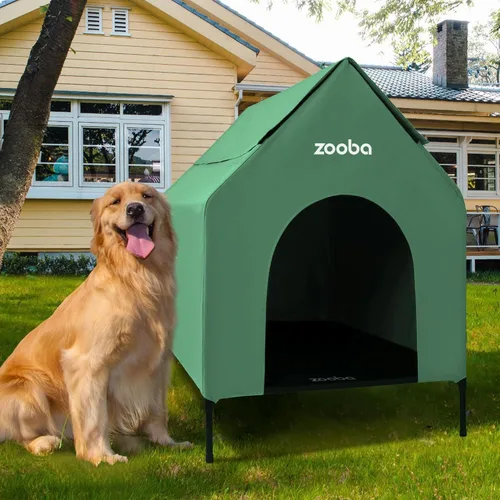 Miniatura 15 de Zooba Casa para perros 2 en 1 de 29 pulgadas para perros medianos, casa elevada para perros al aire libre e interior, refugio elevado para mascotas