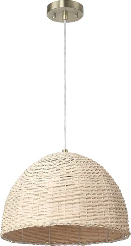 Miniatura 10 de Calypso - Lámpara de techo de cúpula de mimbre tejida a mano y de metal, teñida natural