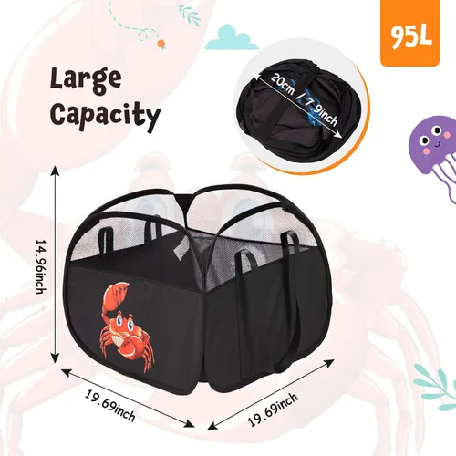 Miniatura 3 de YOHOOLYO Cesta de Almacenamiento de Juguetes de 95L Caja Cofre para Niños Bebés Niños Pequeños, Organizador de Juguetes de Malla Grande Plegable