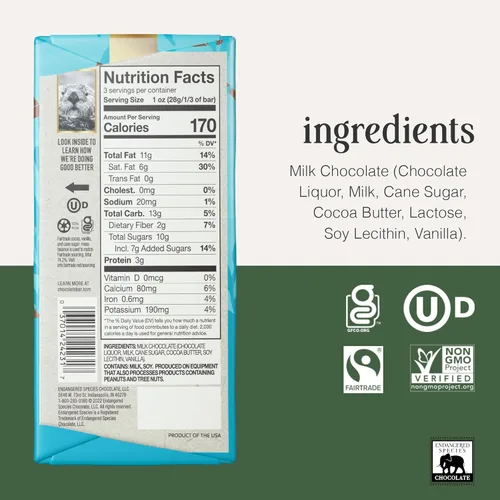 Miniatura 2 de Barra de chocolate con leche en peligro de extinción (48% de cacao)
