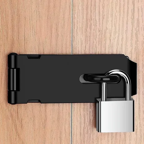 Miniatura 7 de Cerradura de candado de 4 pulgadas para puerta de acero inoxidable, cierre de candado, cerrojo negro, cerrojo de puerta con tornillo de fijación