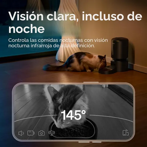 Miniatura 3 de PETLIBRO Comedero automático para gatos con cámara, video HD 1080P con visión nocturna, alimentador WiFi 5G para mascotas con audio de 2 vías, Negro