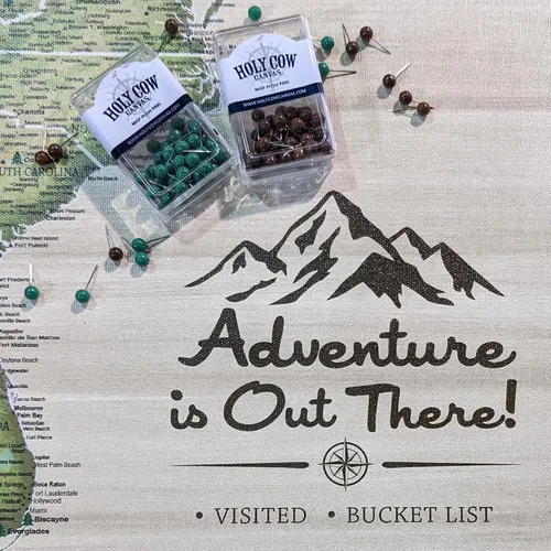 Miniatura 2 de HolyCowCanvas Mapa de viaje de Estados Unidos con alfileres en lienzo, parques nacionales, mapa de alfileres de Estados Unidos para marcar viajes