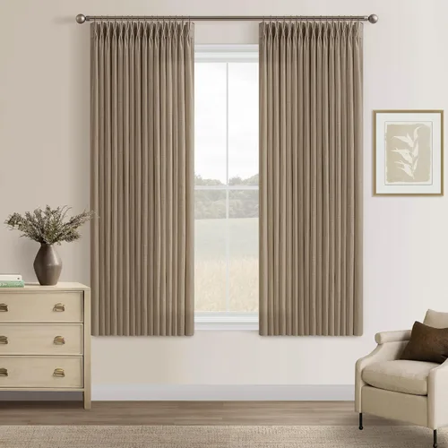 Miniatura 85 de TWODRAPES Cortinas de Lino Plisadas con Pinza Beige Blancas de 54 Pulgadas de Largo 2 Paneles para Comedor Cocina Dormitorio Plisadas Semi