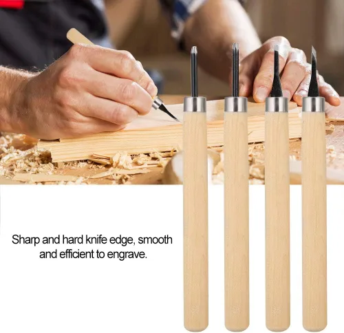Miniatura 4 de Juego de cuchillos para tallar, afilador manual de madera, cuchillos de sello de goma, cincel para principiantes, juego de herramientas de tallado