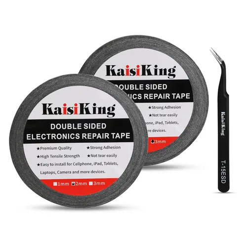 Miniatura 13 de Kaisiking Cinta adhesiva de 1 mm x 50 m para reparación de pantallas LCD de teléfonos, cinta adhesiva con 1 pinza para teléfonos móviles, iPad