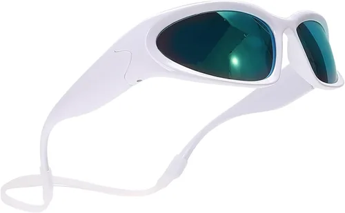 GUVIVI Gafas de sol para niños con correa envolvente, gafas de sol futuristas para niños y niñas, persianas ovaladas de 4 a 12 años