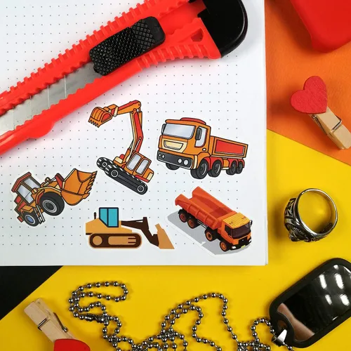 Miniatura 6 de BulbaCraft 100 Piezas de Adhesivos de Construcción - Suministros para Fiesta de Cumpleaños de Construcción, Regalos para Mujeres y Hombres Pegatinas