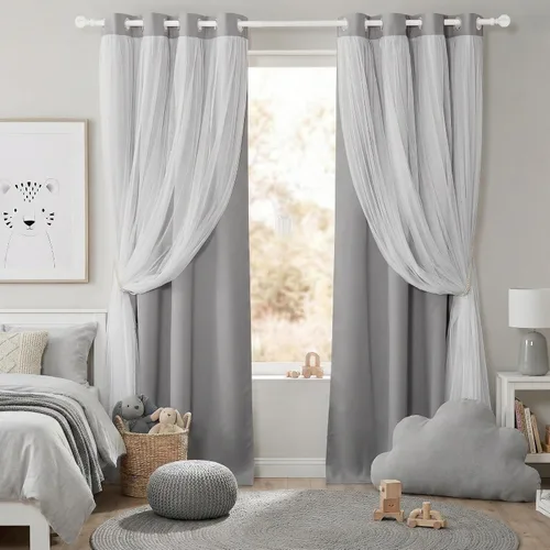 Miniatura 12 de PONY DANCE Cortinas de Doble Capa - Cortinas Opacas de 63 Pulgadas de Largo, Diseño con Ojales en la Parte Superior, Paneles Transparentes Blancos