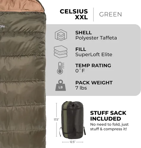 Miniatura 3 de Teton Celsius XXL Sleeping Bag, Cold Weather Sleeping Bags for Adults and Kids, Camping Made Easy and Warm. Compression Sack Included, 35F, 25F, 0F