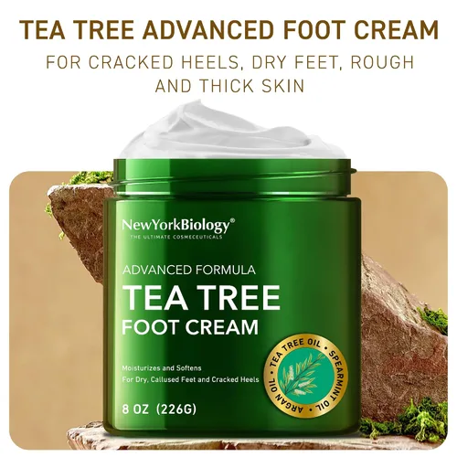 Miniatura 4 de New York Biology - Crema de pies con aceite de árbol de té para pies secos y agrietados, talones agrietados y picazón en la piel, crema para pies, 8