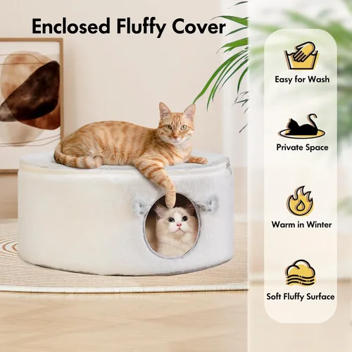 Miniatura 5 de Zoratoo Hamaca elevada para gatos de interior, cama mullida y cálida para gatos con funda de cama desmontable, cama portátil para mascotas elevada