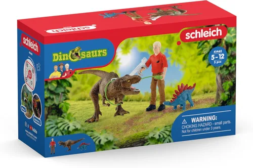 Miniatura 9 de Schleich Dinosaurs - Juego de 5 piezas de tiranosaurio Rex Attack - Juguete de dinosaurio para niños y niñas - Figuras de dinosaurio para niños a