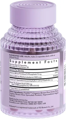 Miniatura 9 de Lemme Burn - Suplemento para el metabolismo, quema de grasa abdominal + activador de AMPK para hombres y mujeres con Actiponin Gynostemma