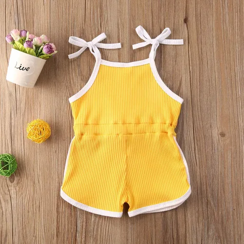 Miniatura 3 de VISGOGO Mameluco para bebés y niñas, monos sólidos, sin mangas, con cinturón, ropa de bebé, trajes