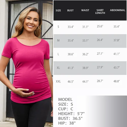 Miniatura 234 de GINKANA Blusas de maternidad de manga corta, diseño floral, fruncido, casual, para mamá, para embarazo