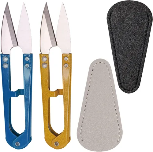 2 piezas de tijeras de costura mini multicolor 2 piezas de funda protectora de cuero para tijeras pequeña tijera para bordado hilo de bordar hilo de
