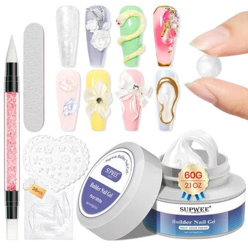 Miniatura 12 de Gel de uñas 3D de 1.06 oz (30 g), gel de escultura 3D para arte de uñas, extensión de gel sólido transparente, antiadherente, gel duro para esculpir