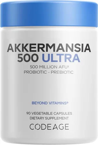 Codeage Akkermansia Muciniphila Probiotic Ultra - Suplemento probiótico Akkermansia de alta potencia 500M AFUs Akkermansia - Probiótico diario