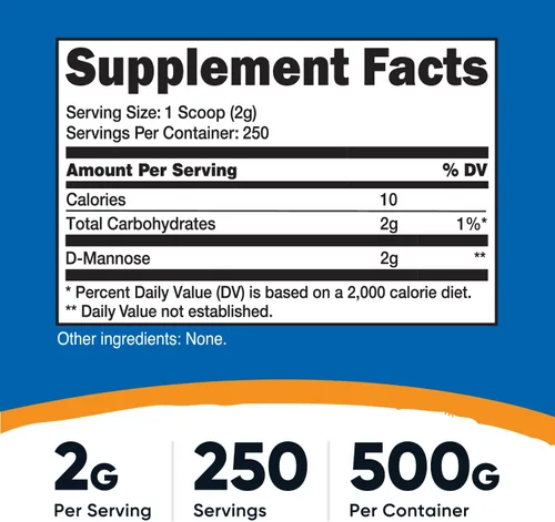 Miniatura 2 de Nutricost D-manosa en polvo, 17.64 oz (250 porciones), vegano, sin OMG y sin gluten