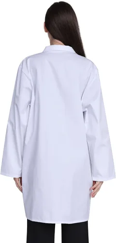 Miniatura 2 de Abrigo de laboratorio profesional para mujer, manga completa, mezcla de algodón, abrigo médico largo, blanco, unisex