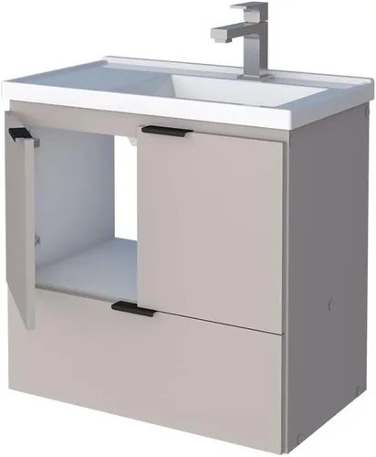 Miniatura 5 de COZIMAX Vanity Soul - Lavabo de baño flotante de 24 pulgadas y lavabo de mármol cultivado con puerta de cierre suave (negro)