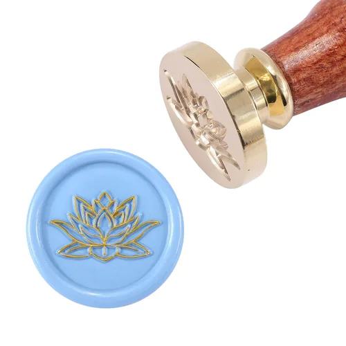 Miniatura 2 de Yoption Sello de cera de flor de loto, sello de planta vintage para invitaciones de boda, sobres de embalaje de regalo