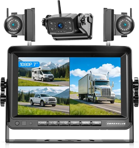 Miniatura 9 de ZEROXCLUB Sistema de cámara de respaldo inalámbrico magnético para caravana: 7 "HD 1080P DVR Monitor con 2 cámaras traseras, monitor DVR y visión