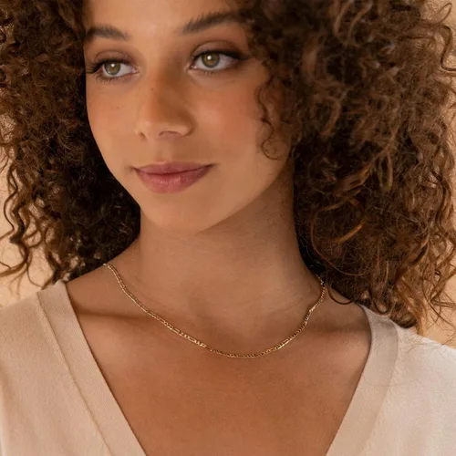 Miniatura 2 de PAVOI 14K Gold Plated Curb Paperclip Box Sphere Bead Snake Herringbone and Figaro Chain Adjustable Necklace