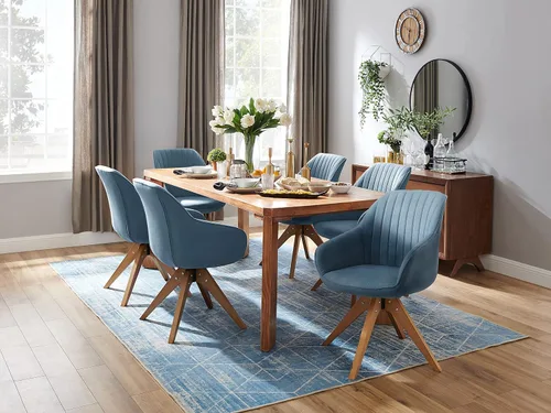 Miniatura 8 de Art Leon Silla de Oficina Sin Ruedas, Silla de Escritorio Moderna de Mediados de Siglo Sin Ruedas, Silla Giratoria de Acento con Patas de Madera