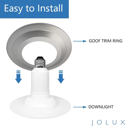 Miniatura 3 de Jolux Paquete de 4 anillos de plata mate para iluminación de lata empotrada de 5/6 pulgadas, plástico, diámetro exterior de 8.6 pulgadas, diámetro
