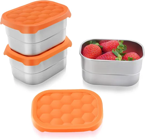 Miniatura 20 de Tanjiae Recipientes Pequeños de Acero Inoxidable para Almuerzo para Niños A Prueba de Fugas Sin BPA Recipientes para Aperitivos con Tapas
