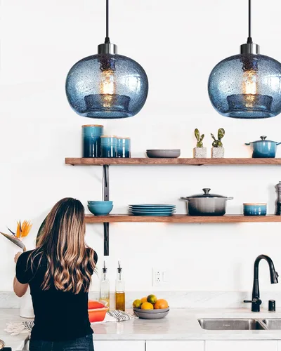 Miniatura 5 de Casamotion - Lámpara de techo colgante de cristal soplado a mano para isla de cocina, casa rural, comedor, zona de bar, fregadero, color mármol