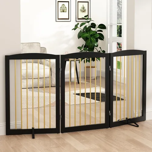 Miniatura 8 de PUPETPO Puerta independiente para mascotas para perros, puerta plegable de madera para perros para casa, puerta interior para perros para puertas