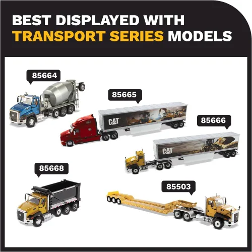 Miniatura 7 de Tractor de cabina de día Caterpillar CT660 de 1:50 1:50 con mezclador de hormigón McNeilus de metal - Diecast Masters 85664 Transport Series