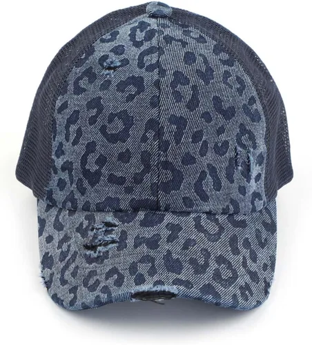 Miniatura 2 de C.C Ponytail Criss Cross Messy Buns Ponycaps Baseball Cap Dad Trucker Mesh Hat Distressed