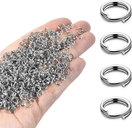Miniatura 14 de 300 llaveros pequeños dorados de 1/2 pulgada, anillos divididos de doble bucle, mini llavero de metal para llavero, etiqueta de collar de mascotas