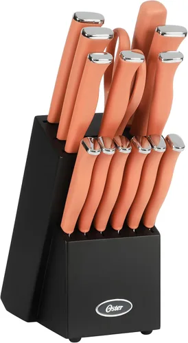 Miniatura 11 de Oster Langmore - Juego de 15 piezas de cuchillos de acero inoxidable con mangos negros – Juego completo de cuchillería de cocina en caja de Negro